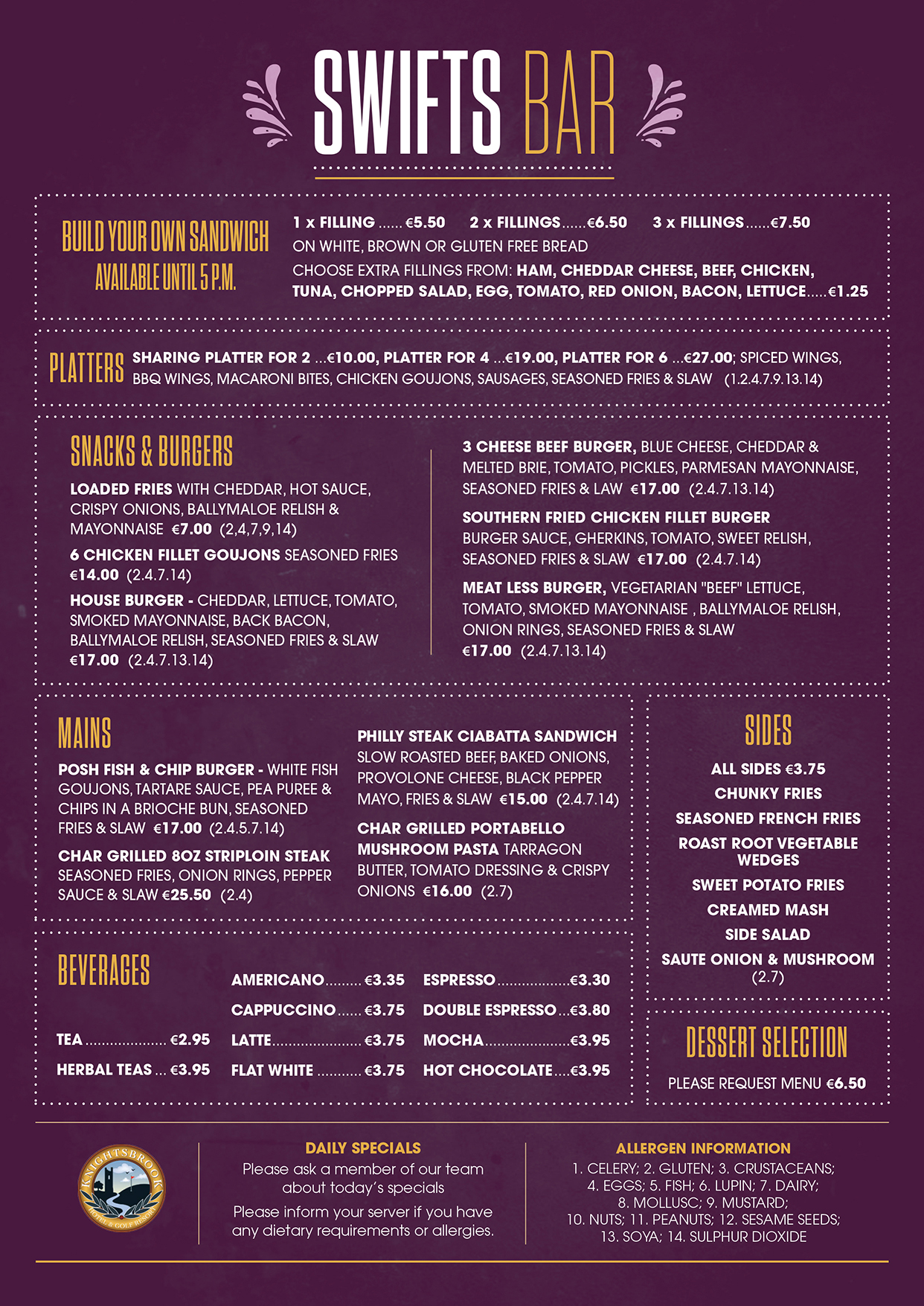 The Swifts Bar Restaurant & Bars in Meath Knightsbrook Hotel